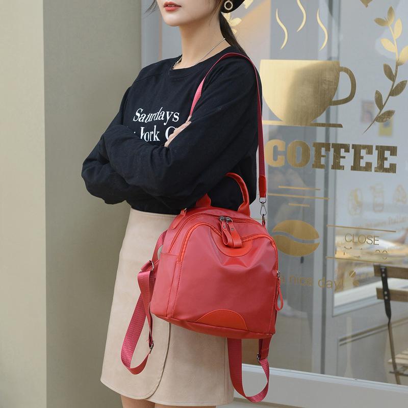 High-capacity Black Red Casual Large Capacity Simple Women's Multi-layer Canvas Backpack Travel Shopping Student Schoolbag