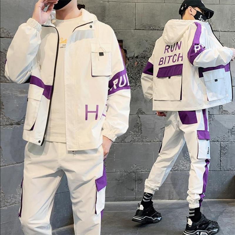 Jacket Men's Spring and Summer Sports Suit Men's Wear with A Set of Handsome Hip-hop Top Clothes Trendy Ruffian Handsome Work Jacket