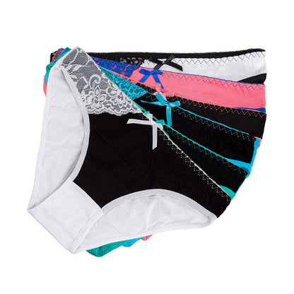 Women Underwear Cotton Sexy Panties Briefs Solid Cute Lace Girls Intimates Lingerie 6 Pcs/lot