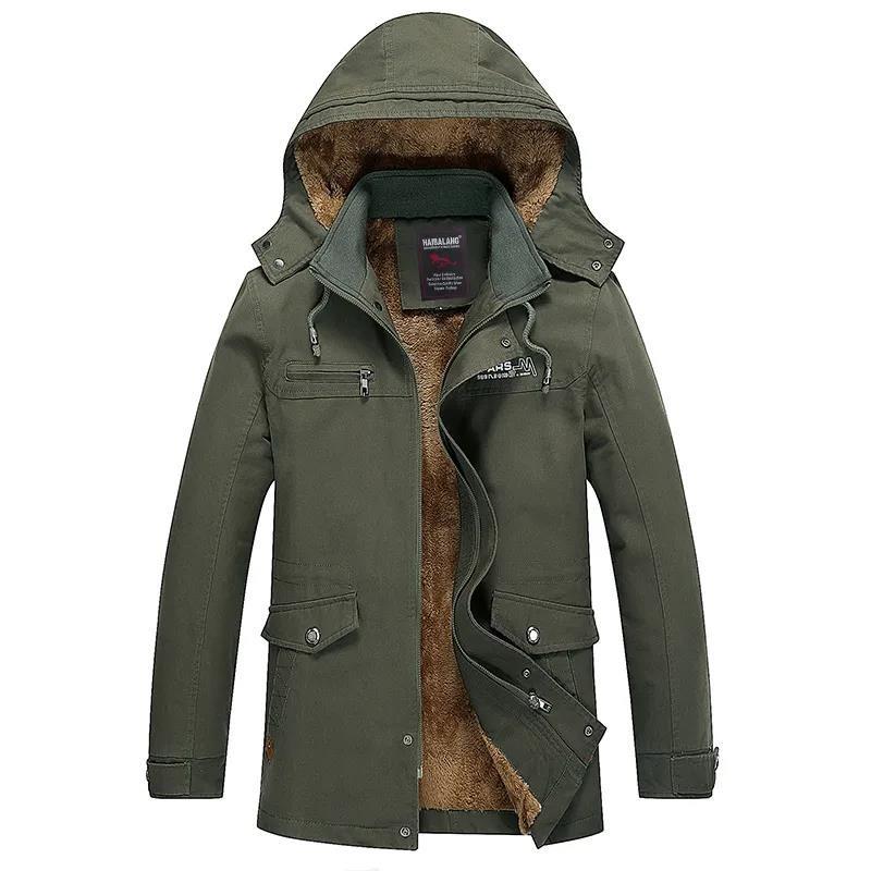 Large Size Cotton Jacket Men's Self-cultivation Plus Velvet Thick Warm Top for Young and Middle-aged Outdoor Skiing and Mountaineering Clothing