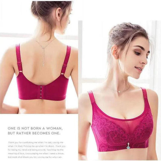 40-44CD Thin Sexy Lace Breathable Skin-Friendly No Steel Ring Bra Gathered Anti-sagging Receiving Secondary Breast Ladies Underwear Bra