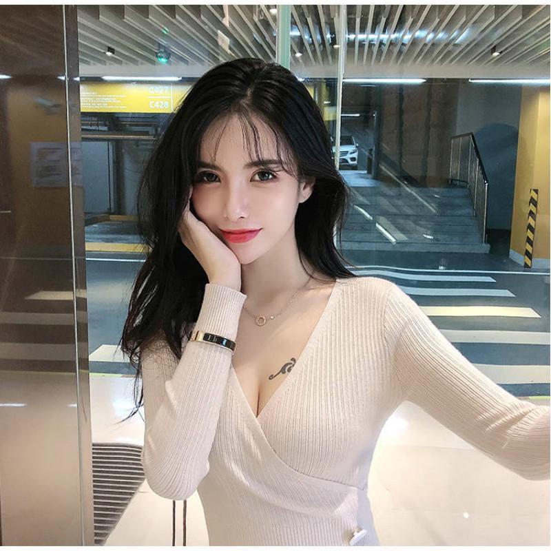 Thick Autumn and Winter Low Collar Sweater Women Knit Sweater Women's Slim Fit Base Shirt Tops Women