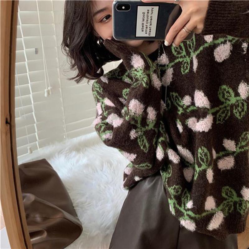 Crochet Pattern  Women Fashion Sweater Casual Knitting Sweater  Round Neck Pullovers Loose Casual Long Sleeve Sweater Autumn Winter