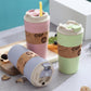 420ml Portable Practical Reusable Bamboo Fiber Coffee Cups Eco Friendly Non-slip Solid Travel Car Mugs Useful Outdoor