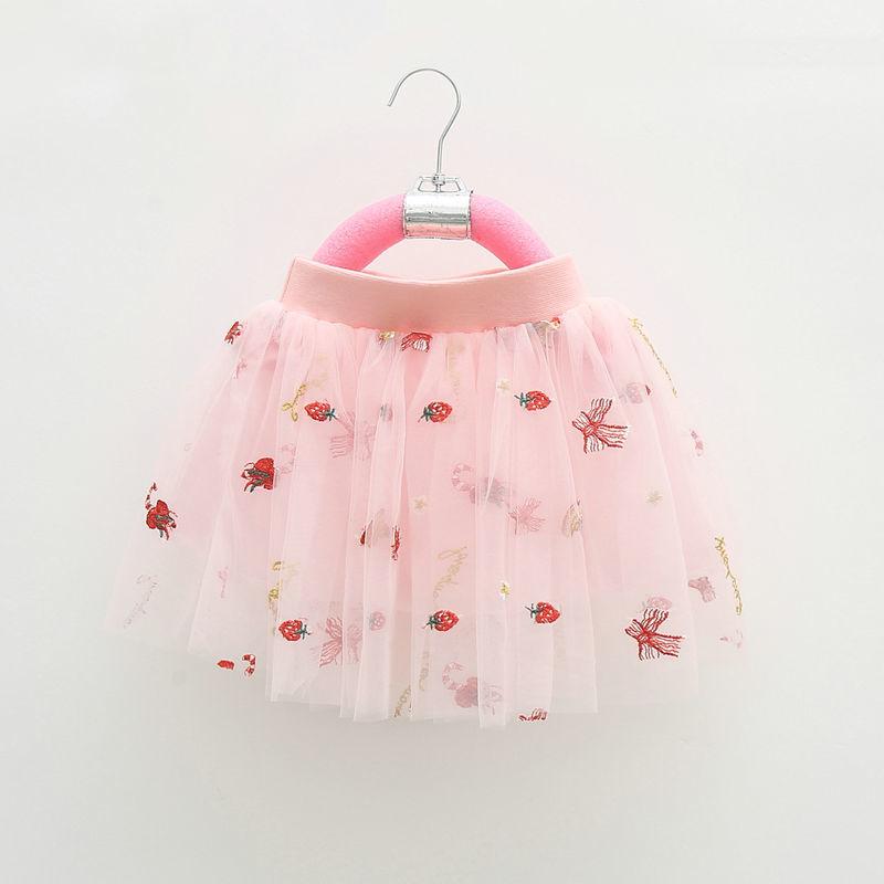 Children's Skirts Girl Baby Short Veil Lace Cute and Sweet Printed Embroidery Elastic Waist Princess Tutu A-line Skirt