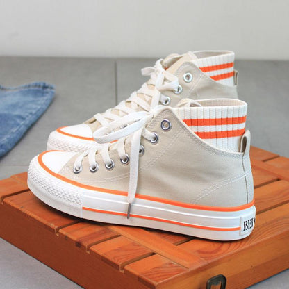 High-top Canvas Shoes Female Students Korean Style Shoes College Style Trendy Sports Shoes Women