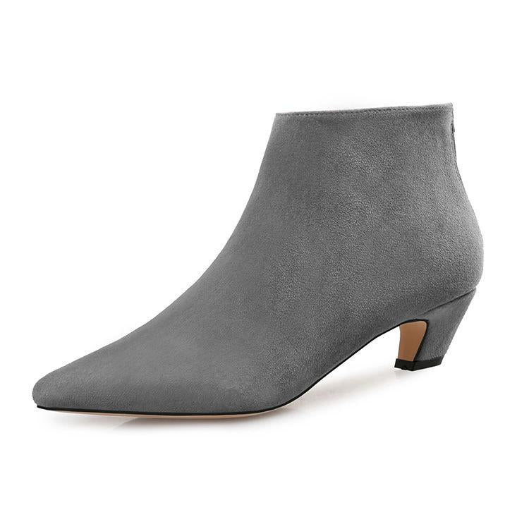 Sexy Pointed Toe Slip on Concise Ankle Boots Square Heel Quality Stretch Autumn Winter Women Shoes