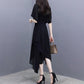 Black Dress Female Summer Mid-length Section Was Thin Chiffon Slim Temperament Off-shoulder Dress A-line Version Skirt Waist Was Thin