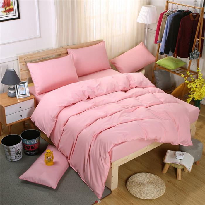 Luxury Solid Color Bed Linens Set Red Microfiber Bed Set Bedclothes Comforter
