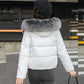 Women's Solid Color Down Jacket Mid-length Korean Loose Thick Coat Warm Cotton Coat Big Fur Collar Winter Clothes Quilted Coat