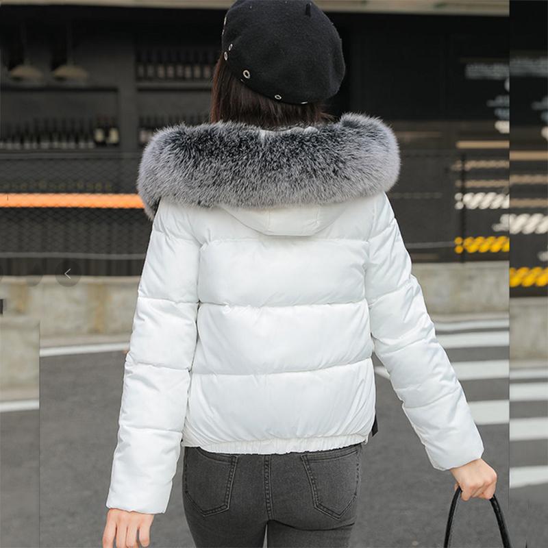 Women's Solid Color Down Jacket Mid-length Korean Loose Thick Coat Warm Cotton Coat Big Fur Collar Winter Clothes Quilted Coat