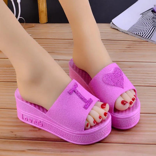 High Heel Summer Slippers Women's Thick Bottom Non-slip Wear-resistant Home Wear Slippers
