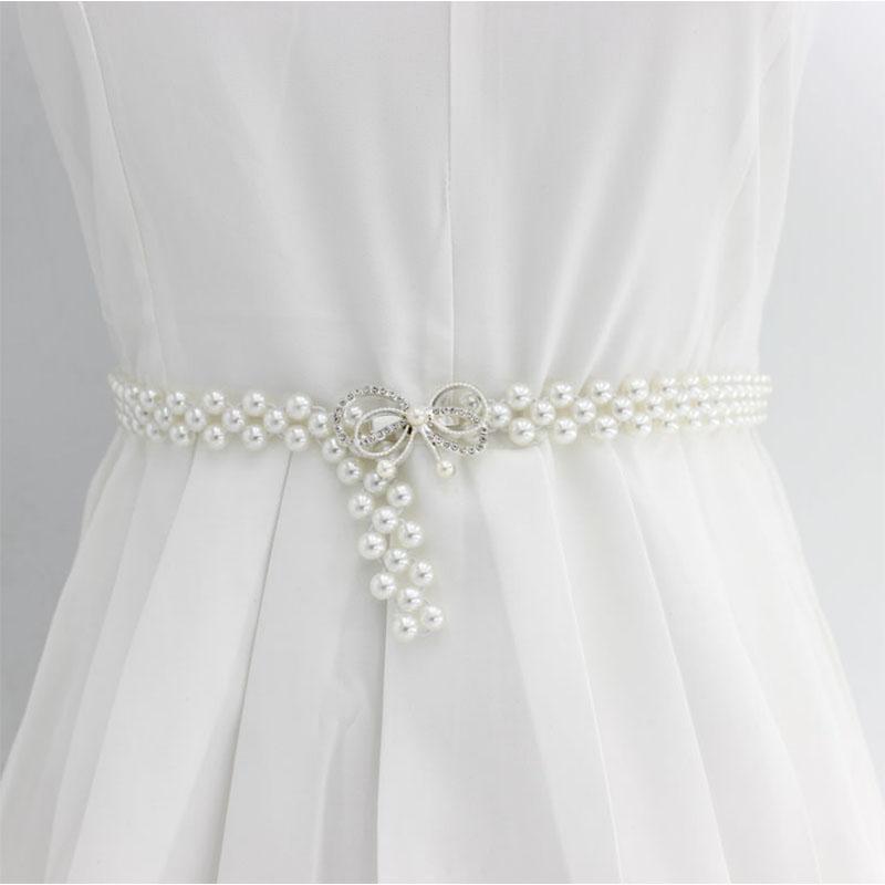 Pearl Belt Ladies Diamond Stretchy Pearl Waist Chain with Dress Corset Versatile Elastic Belt