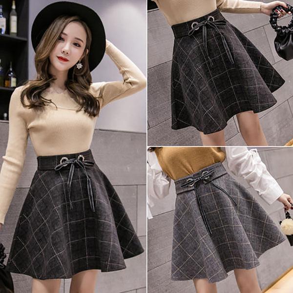 Two Layers Anti-glare Back Zipper  Women's Clothing High Waist Buttocks Bow Lace Plaid Skirt Ruffle Short Skirt A-line Skirt