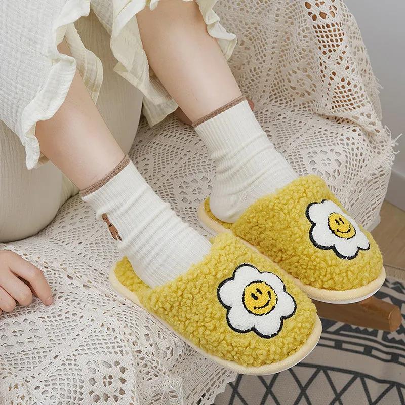 Cotton Slippers Women Cute Cartoon Winter Plush Non-slip Warm Cotton Shoes