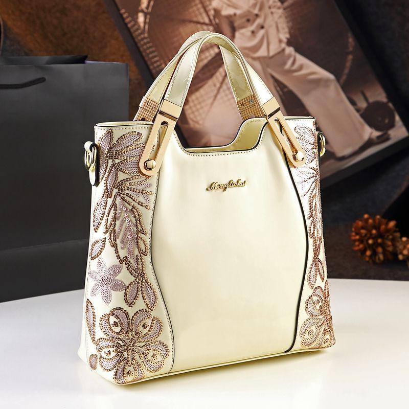 Patent Leather Shoulder Bag Female Evening Party Bag Handbag  Women Sequined Crossbody Tote
