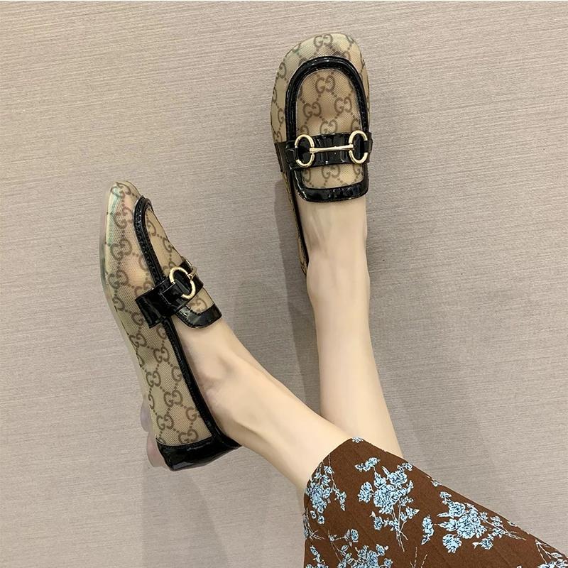 Women's Soft Sole Mesh Casual Shoes Single Shoes Breathable Mesh Shoes Summer Pedal Sandals Comfortable Boat Shoes Women's Shoes Home Mother Shoes