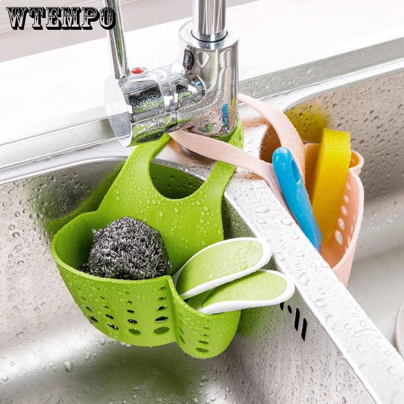 Kitchen Supplies Sink Drain Rack Pool Hanging Bag Wall Hanging Storage Rack Drain Basket Rack