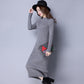 Knitted Round Neck Dress Long Sleeves Autumn and Winter Slim Slimming All-match Base Long Sweater Dress Knee-length Warm