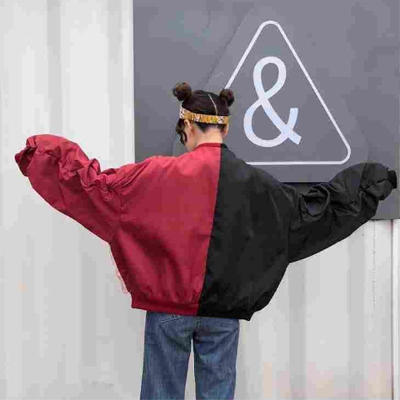 Spring and Autumn Baseball Uniform Women's Sports Zipper Loose All-match Short Jacket Student Casual Jacket Top Fake Two Pieces