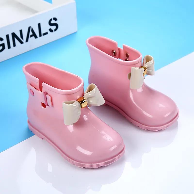 Children's Rain Shoes Water Shoes Non Slip Girls and Boys Bow Decoration Rain Boots Cartoon Four Seasons Rubber Rain Boots
