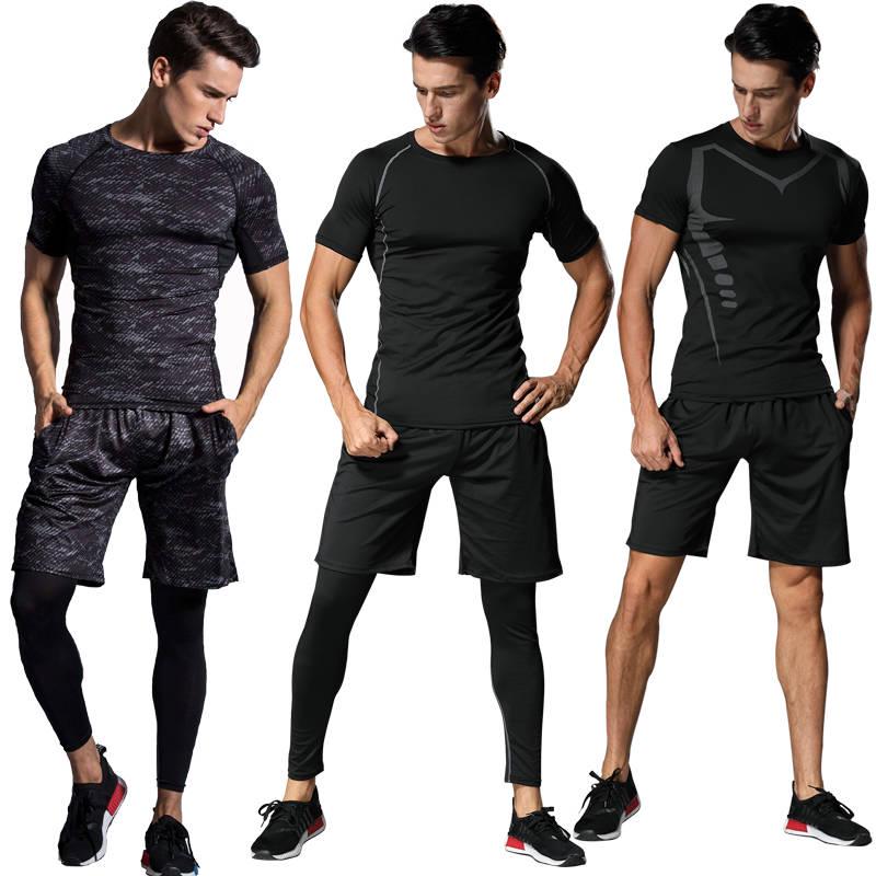 5pcs Men's Gym Workout Sports Suit Fitness Compression Clothes Running Jogging Sport Wear Workout