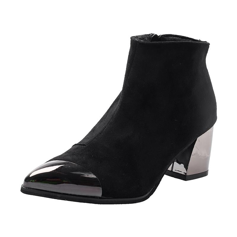 Women Ankle Boots Autumn Winter Red High Heels Boots Ladies Pointed Toe Leather Shoes for Woman