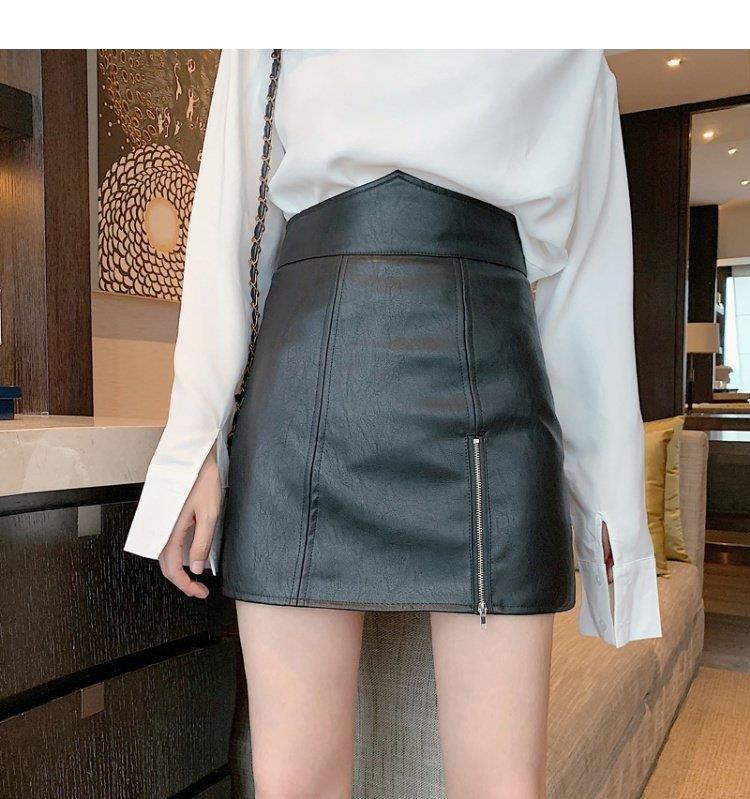 Women PU Leather Skirt Red/Black Faux Leather Skirts Office Lady Knee Length Bodycon Midi Skirt