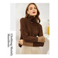 Women's High Neck Knitted Shirt Skin-friendly Breathable Stitching Color Bottoming Shirt Pull Over High Collar Loose Fit Long Sleeves T-shirt Basic