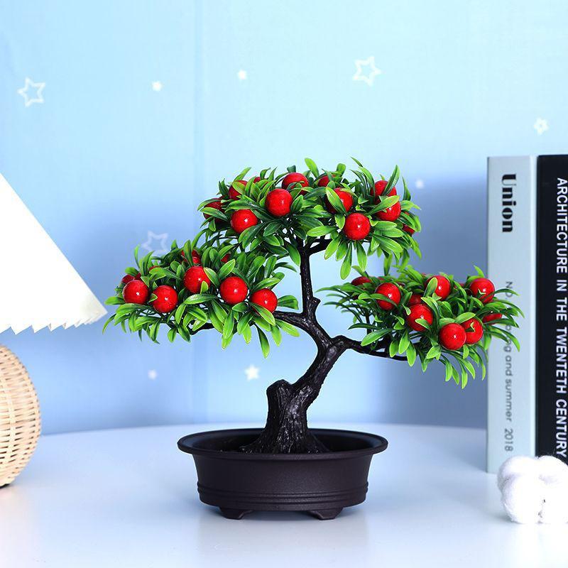 Artificial Flower Fortune Tree Green Plant Plastic Potted Bonsai Living Room Decoration Fake Flower Wine Cabinet Decoration