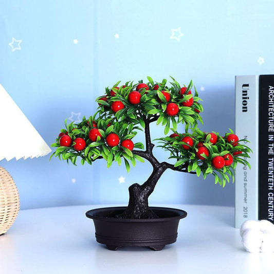 Artificial Flower Fortune Tree Green Plant Plastic Potted Bonsai Living Room Decoration Fake Flower Wine Cabinet Decoration