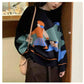 Pofulove Autumn Winter Drop Shoulder Sweater Women Fashion Korean Loose Jacquard Wild Sweater
