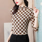 Spring and Autumn Long Sleeve T-Shirt Loose Striped Top Short Casual Half Turtleneck Bottoming Shirt