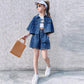 Girls' Suit Summer Clothes Children's Net Red Thin Denim Loose Korean Style Children's Clothes