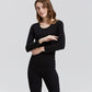 Autumn Clothes O-neck Tops Pants Female Tight Suit Women Winter Thermal Underwear Thicken Windproof Soft Lining Long Sleeve High Elasticity Slim