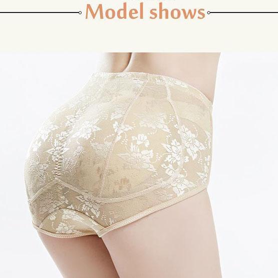 Women's Spring Summer Large Size Causal Briefs High Waist Solid Color Seamless Lace Hip Lift Panties