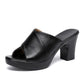 Women's Spring and Summer Large Size High Thick Heel Slippers Cool Sandals Genuine Leather Non-slip Soft Single Slippers