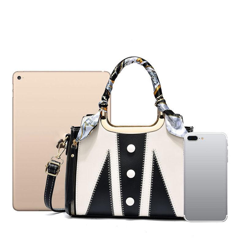 Women Luxury Top-Handle Bags Personality Silk Scarf PU Leather Handbags Large Capacity Crossbody Bag Give Gifts