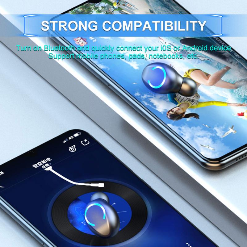Bluetooth Earphones Mini LED Display Headphone Stero Sound 1200mah Power Bank Sport Wireless Headset