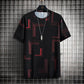 Men Ice Silk T-shirts Summer O-neck Short Sleeves Casual Shirts Oversized Geometric Graphic Print Tees Soft Breathable Cool Tops