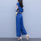 Ladies Wide Leg Pants Suit Summer Women's Large Size Printed Shirt + Two-piece Set of Thin Loose Casual Pants