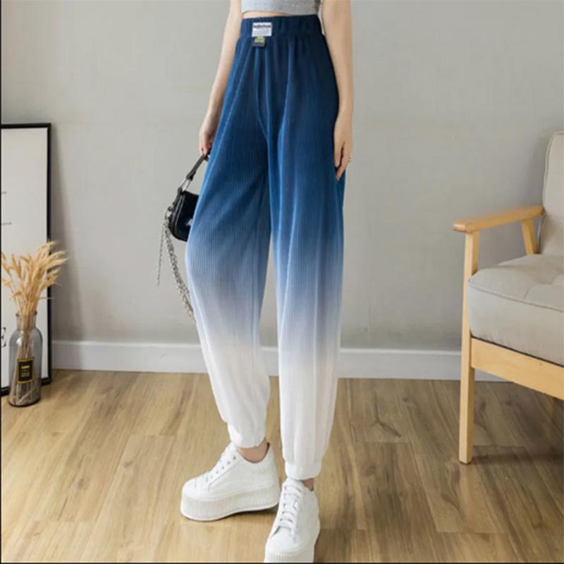 Gradient Color Design Sense Leggings Ice Silk Drape Women's Pants Summer Loose Thin Casual Sports Pants