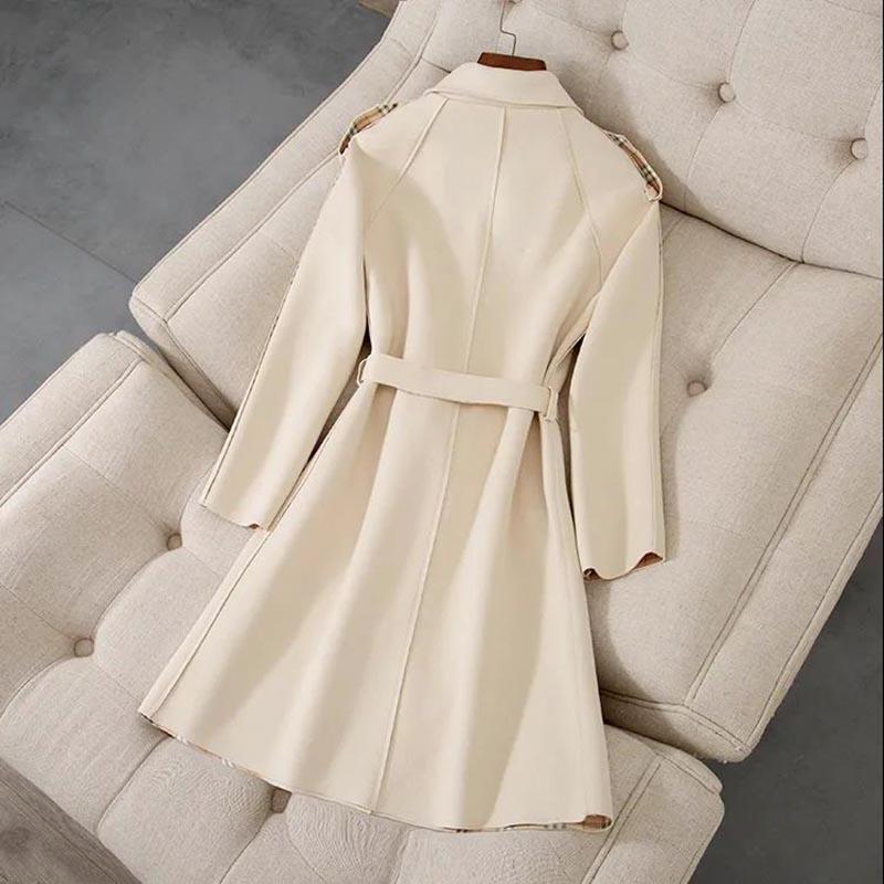 Spring Women's Trench Coat Mid-length Suede Long-sleeved All-match Fashion Coat Coat