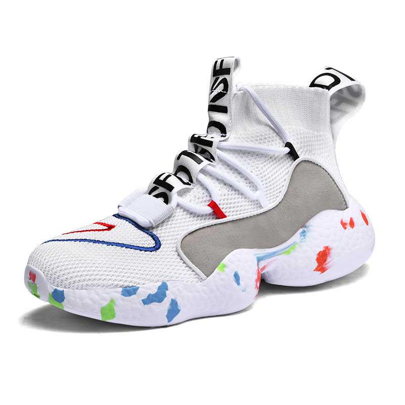 Unisex Plus Size 36-48 Men High-top Sneakers Couples Running Basketball Shoes Breathable Shockproof Non-slip Sports Shoes for Men and Women