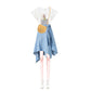 Fashion  Women Plus Size Skirt Set Summer Short Sleeve Printed T-shirt Asymmetric Denim Skirt 2 Piece Set Skirt and Tops