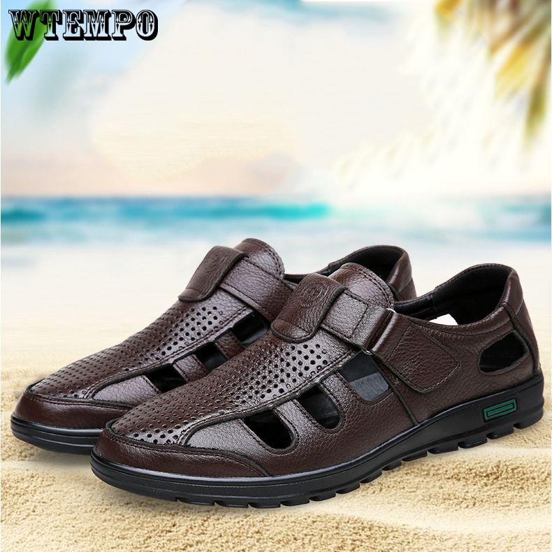 Genuine Leather Men Casual Shoes Summer Soft Driving Men's  Loafers Shoes Sandals for Men
