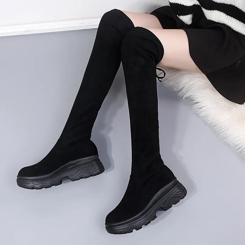 Women's Winter Plush Velvet Over-the-knee Boots Women's High-top Shoes Thick-soled High-tube Boots Women's Elastic Boots Winter Shoes