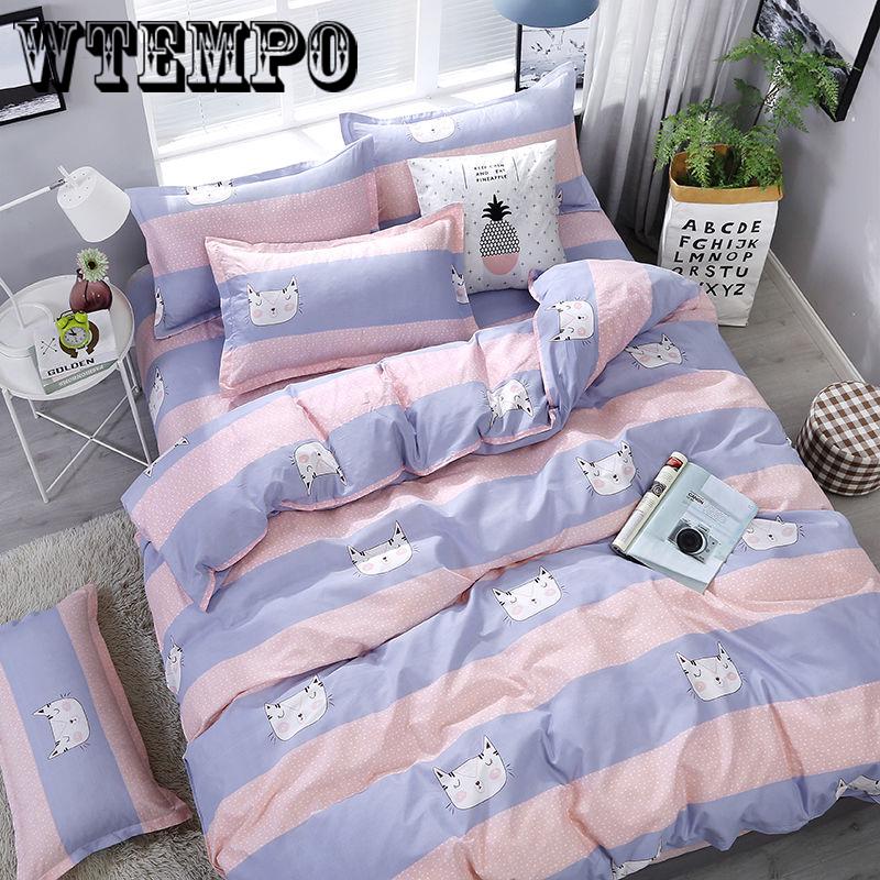 Printed quilt bedroom bedding household items set four-piece comfort cotton