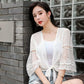 1 PCS Lace Cardigan Women Beach Sun Protection Summer Short Solid Color Thin Shawl White Flower Pattern