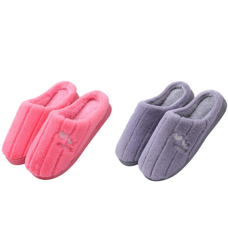 Home Cotton Slippers Lovers Plus Velvet Thick Winter Women's Non-slip Warm Cotton Slippers